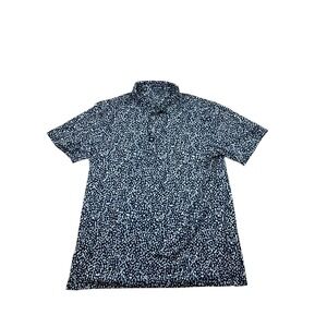 Bad Birdie Mens Navy Blue Abstract Dot Performance Golf Polo Shirt Large L